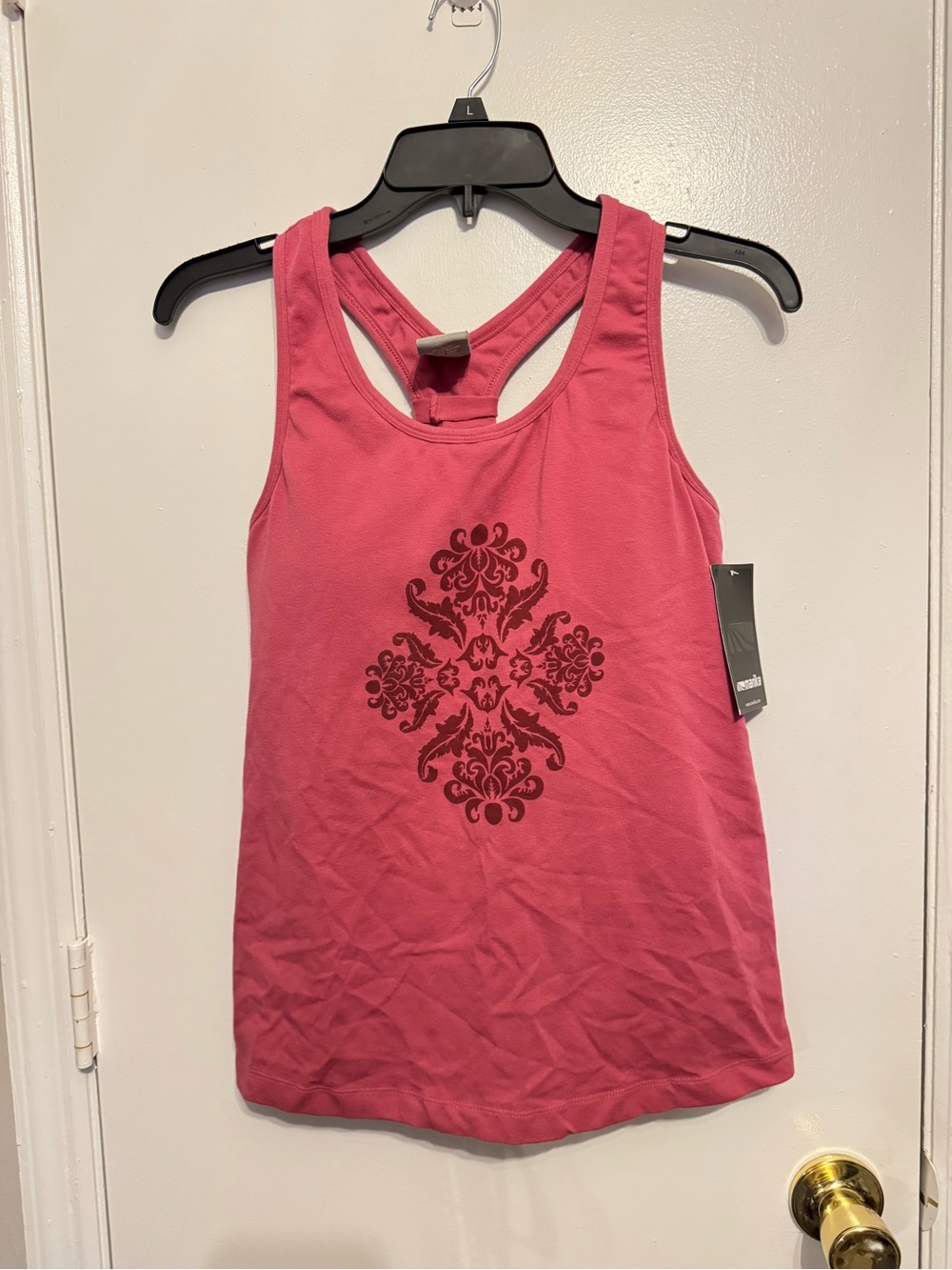 Marika Women's Pink Racerback Tank Top with Floral Design Size XL